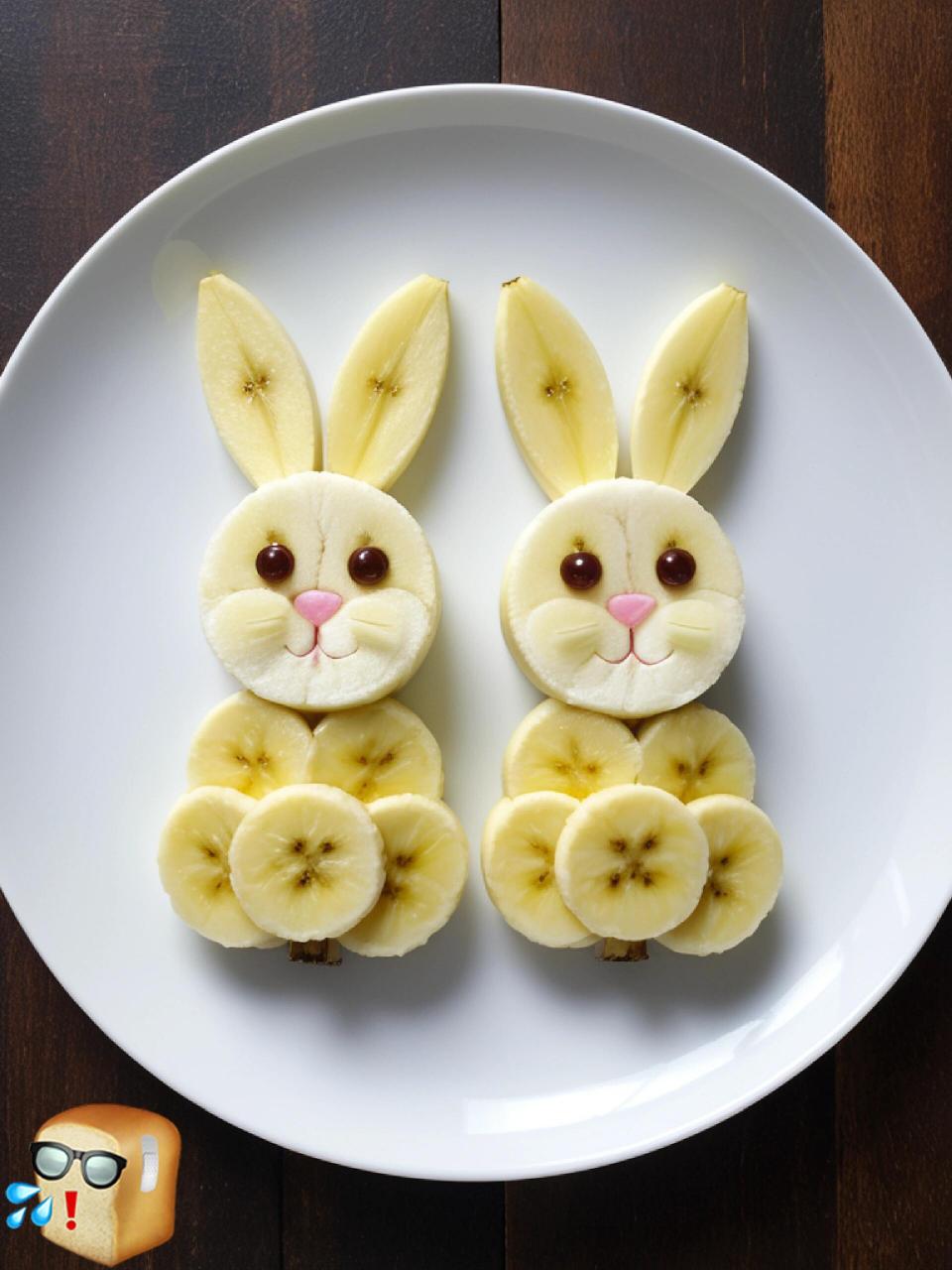 可爱的小兔子来啦!香蕉拼盘美食分享,,水果拼盘分享