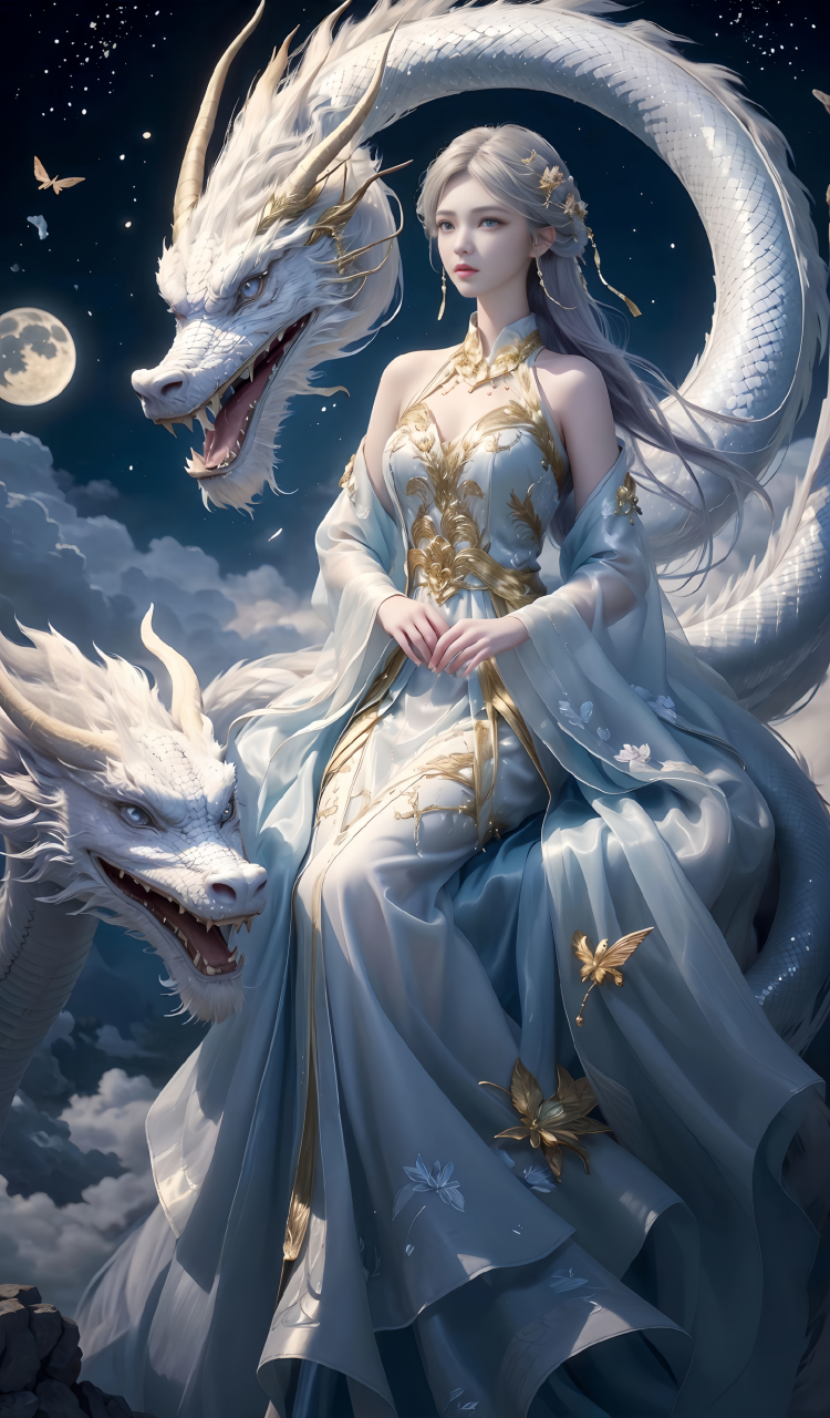 国漫女神ai绘画手机壁纸:《武庚纪》白龙,不愧是天等待十万年的女人!