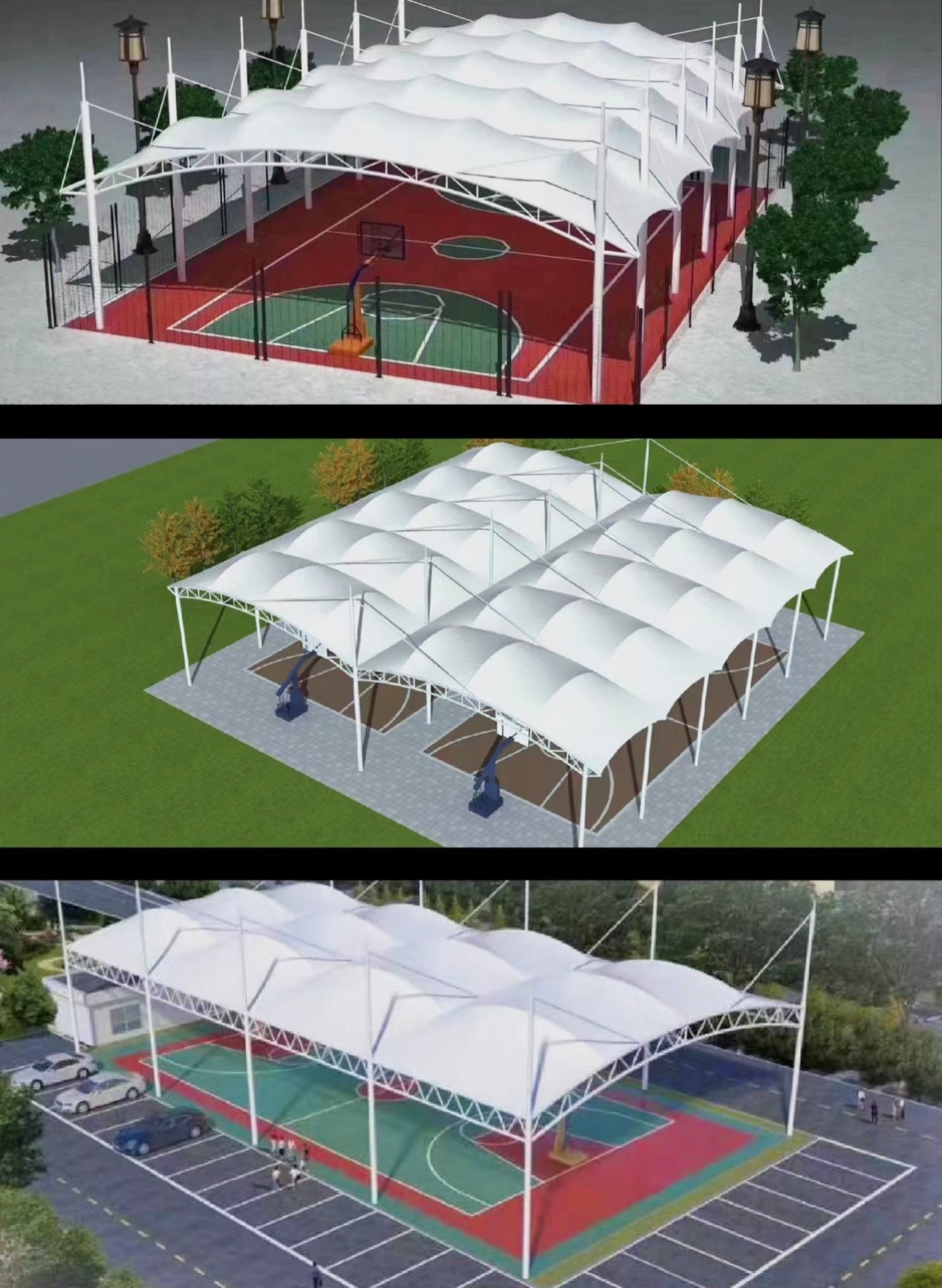 篮球场膜结构安装