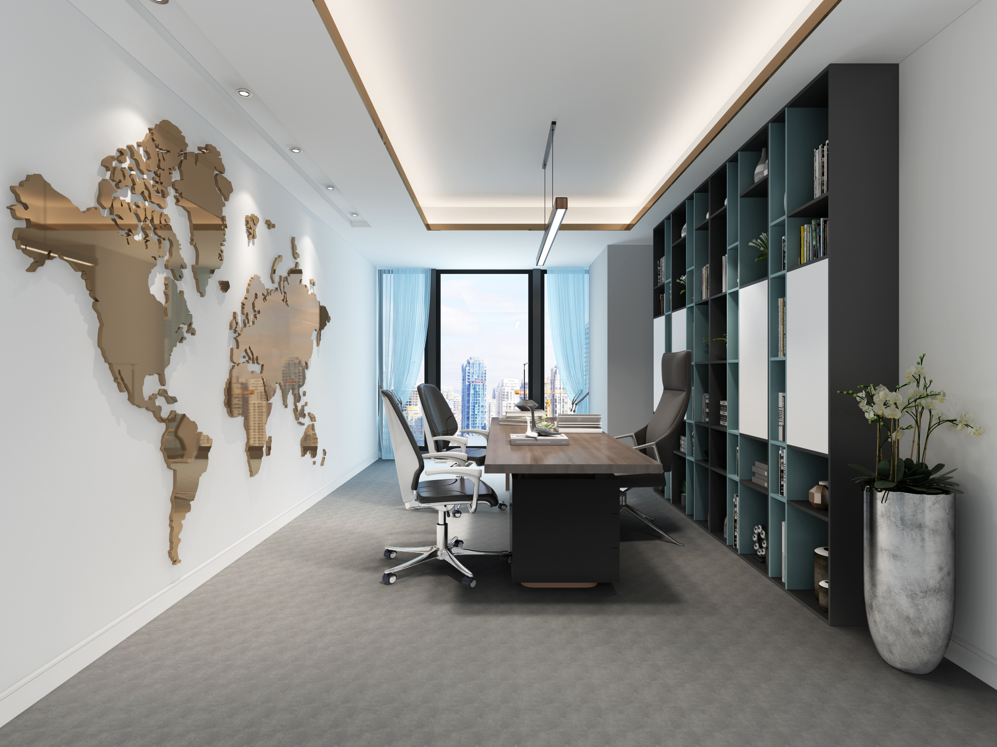 合肥开放式办公室装修设计效果图分享-500平小公司的装修案例