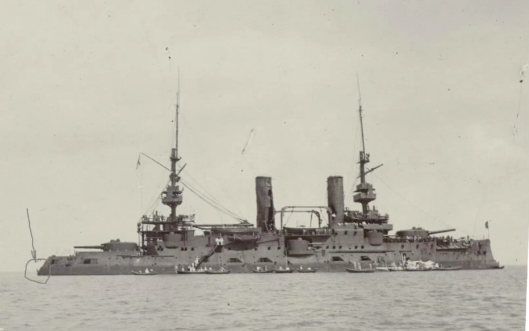 战舰欣赏:沙俄海军太平洋舰队旅顺分舰队旗舰皇太子号战列舰,该舰在