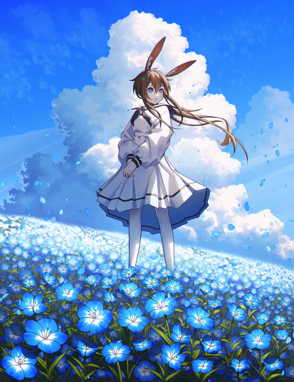 徜徉在粉蝶花的海洋里——阿米娅(明日方舟)#二次元#  画师:zo