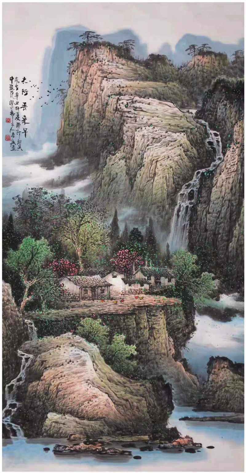 太行工笔细笔山水派画家张月岗的山水画作品赏析