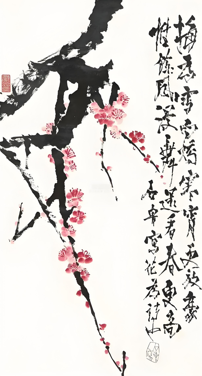 中国花鸟画中的名花卉——梅花【五十】现代名家石鲁经典作品欣赏