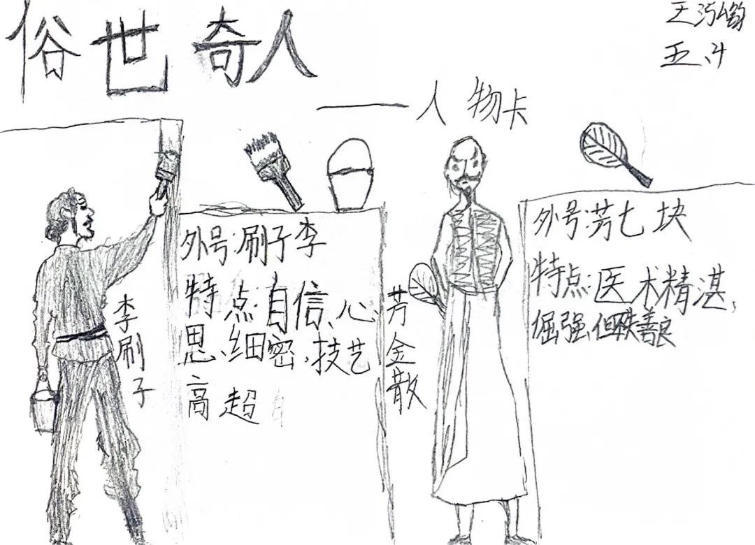 名片百字:五年级语文下册《俗世奇人》之《刷子李》人物卡制作