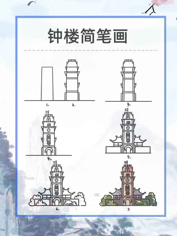 钟楼简笔画  南通钟楼可是南通的地标性建筑哦