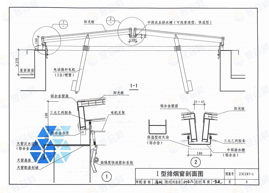 23cj87-1天窗图集:Ⅰ型排烟天窗(三角型排烟窗)