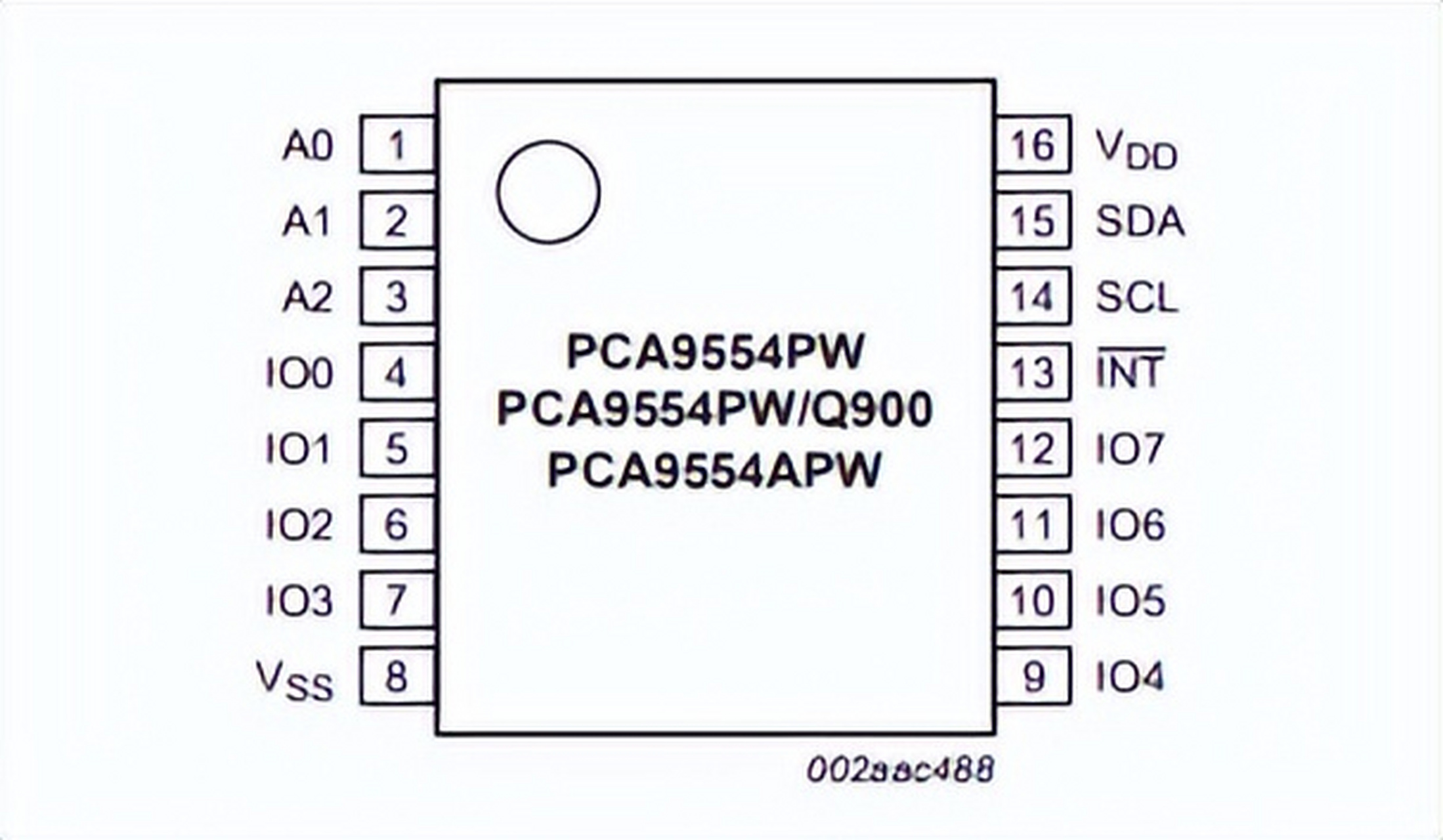 pca9554pw是nxp的16引脚cmos i/o扩展器,提供8位gpio扩展,增强nxp的