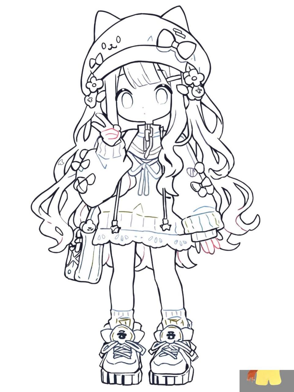 黄色乐天派猫系女孩 | 线稿步骤图 手绘了一版大家喜欢的乐天派猫系