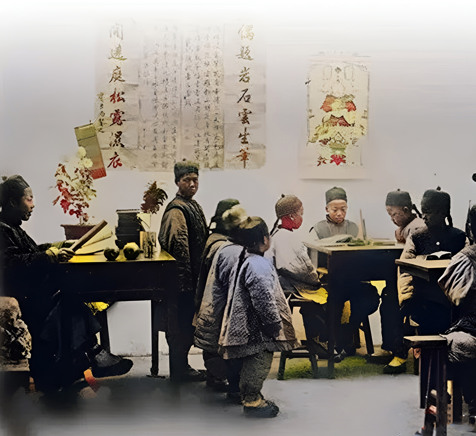 学生们离开学堂前,须恭敬地向先生作揖告别