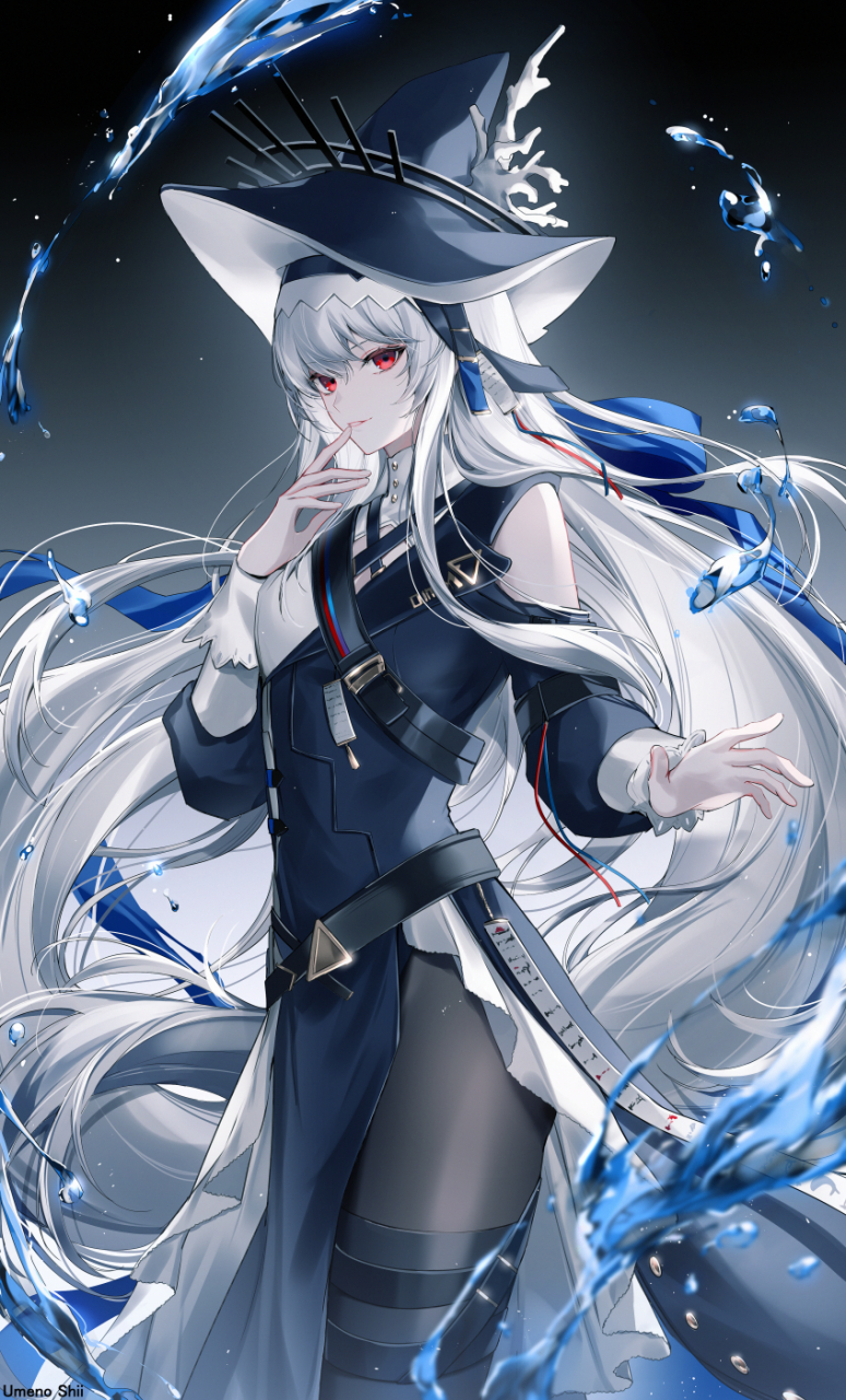 一个很飒的小姐姐,归溟幽灵鲨(明日之舟) 画师:umeno_shii #游戏