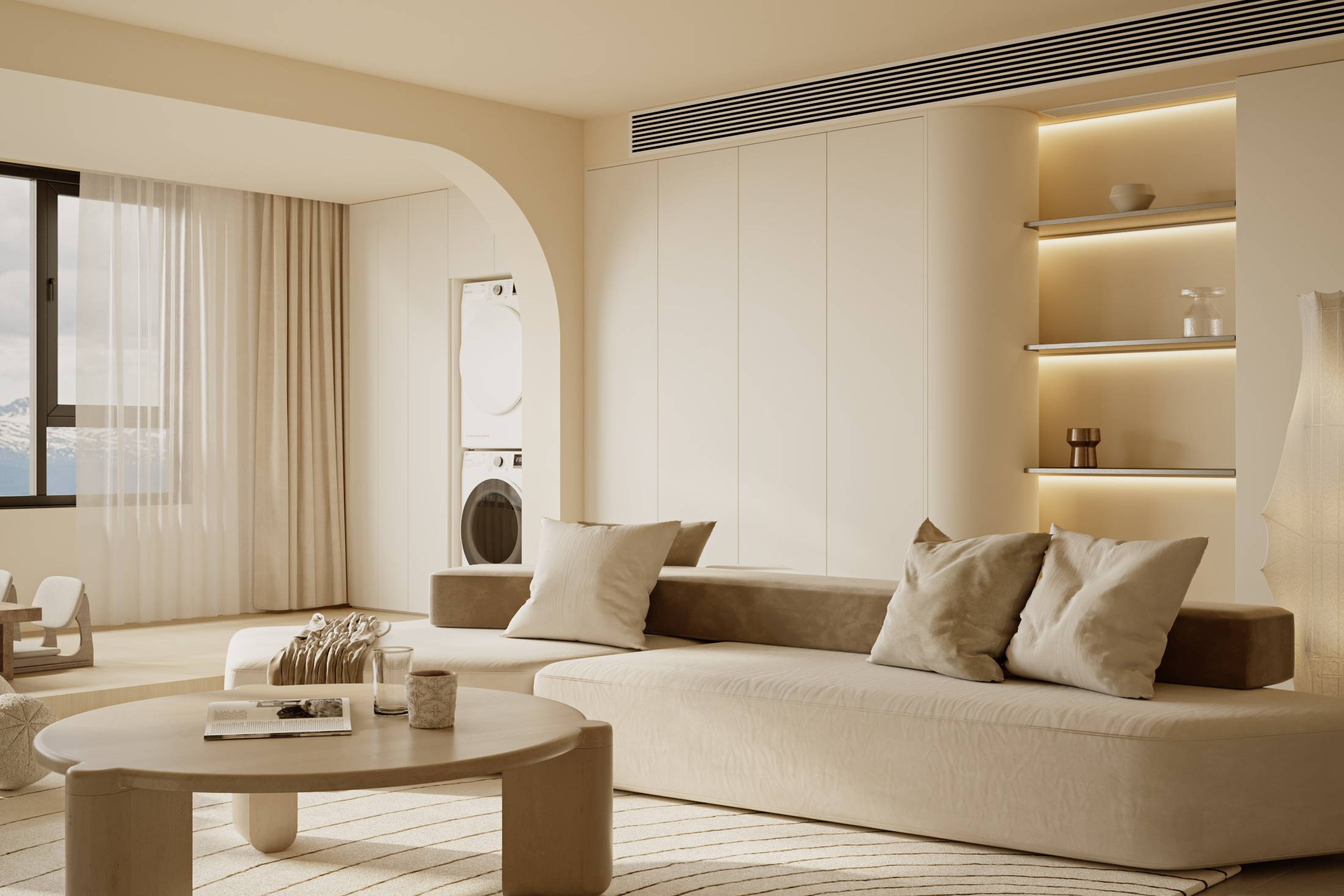 现代家居设计中,柔和过渡的空间美学受到青睐.