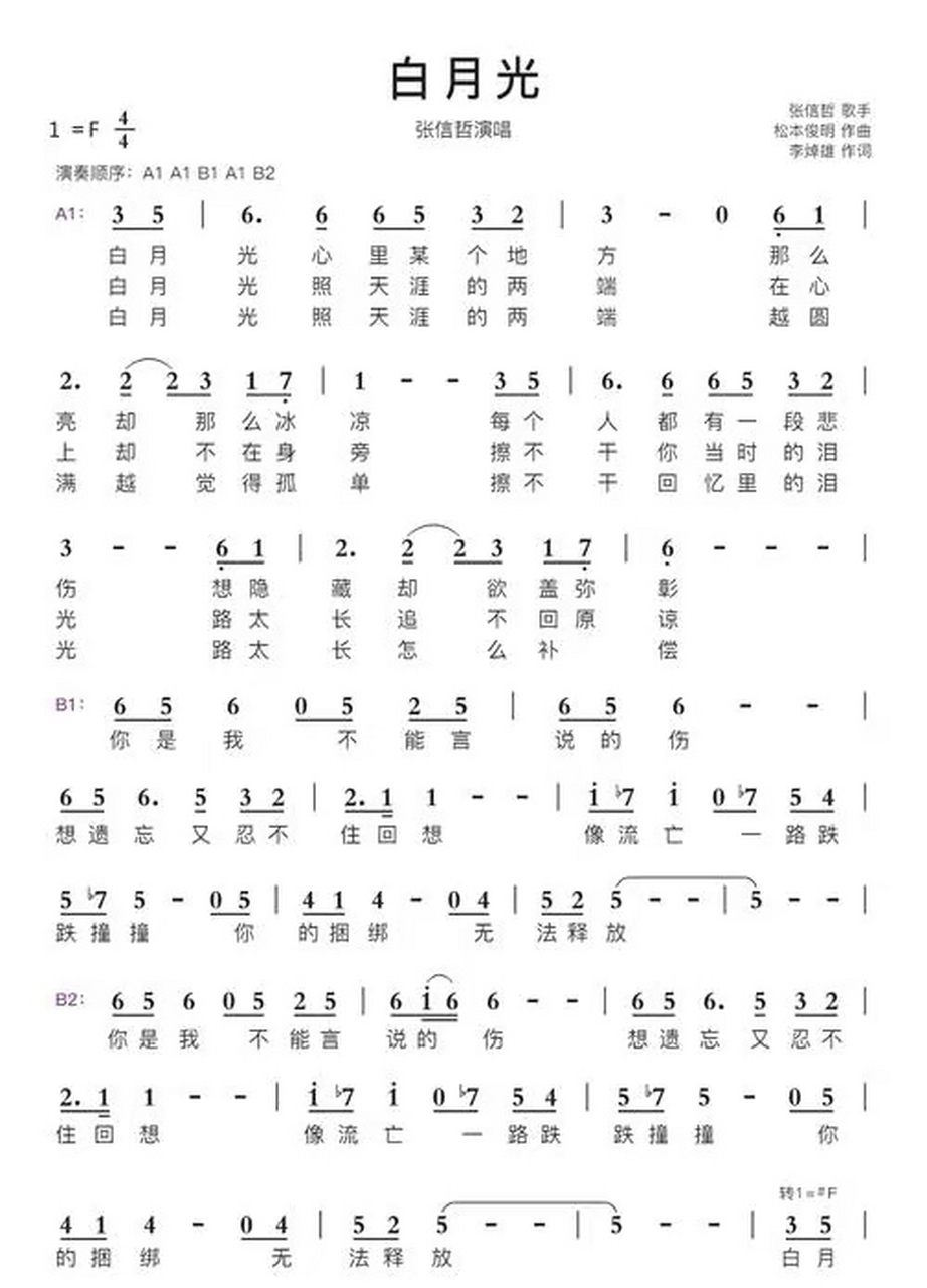 很喜欢听张信哲的《白月光》.初次听到这首歌是在2004年.