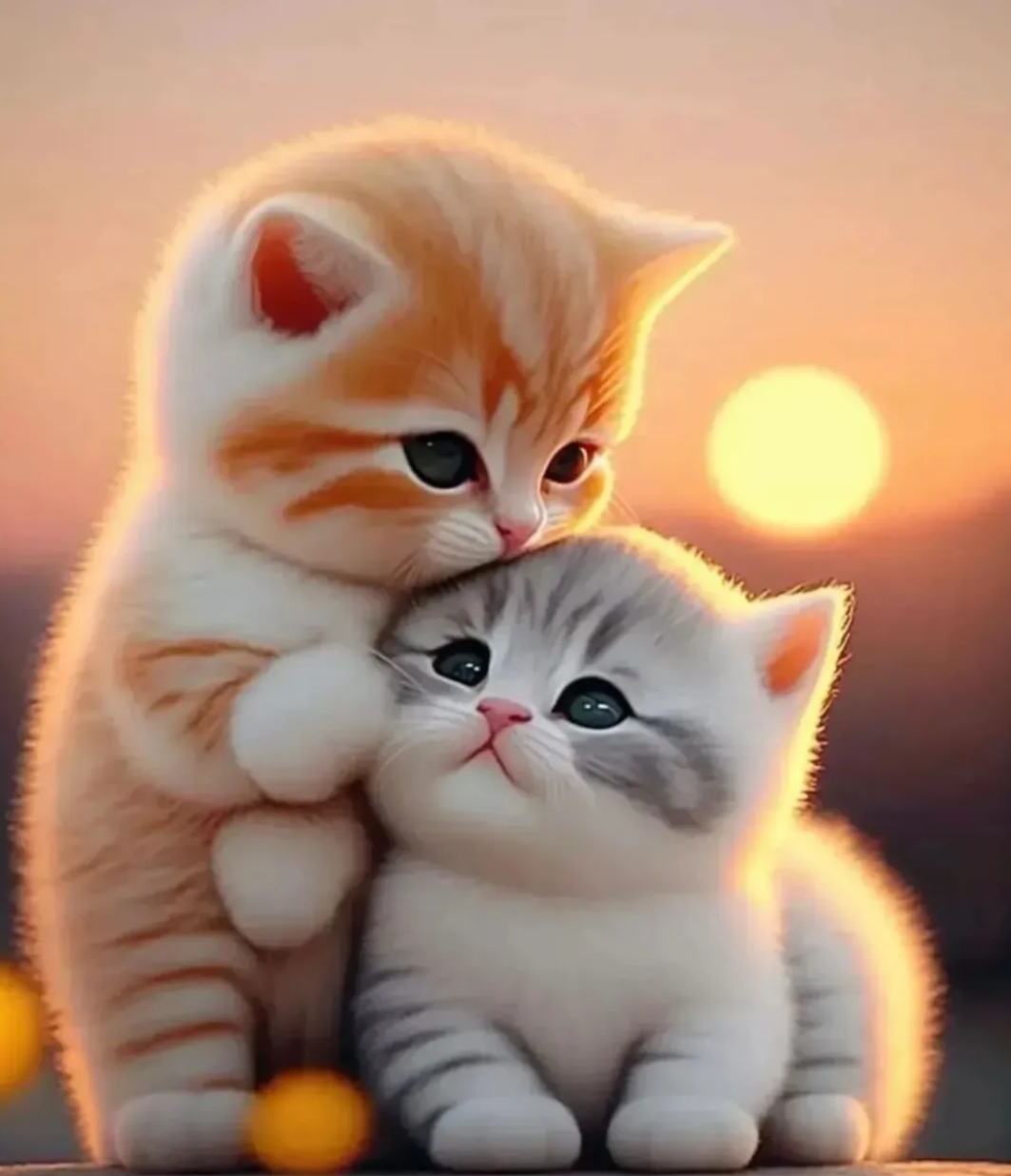 一对可爱的小猫咪,太萌了,以上为ai绘画,作者佚名.