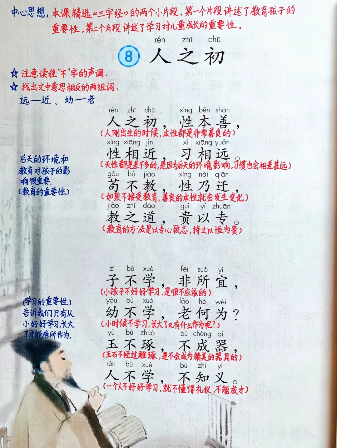 一年级语文下册,第五单元《人之初》《语文园地五》课堂笔记,收藏复习