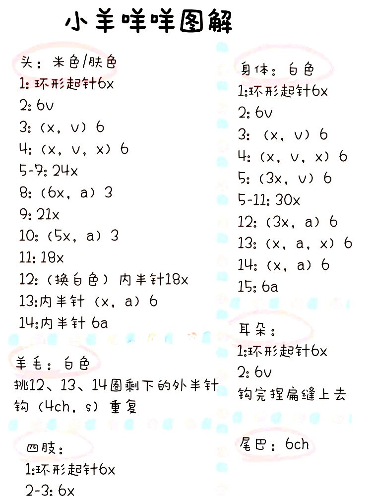 钩针编织小羊装饰的婴儿床铃图解教程