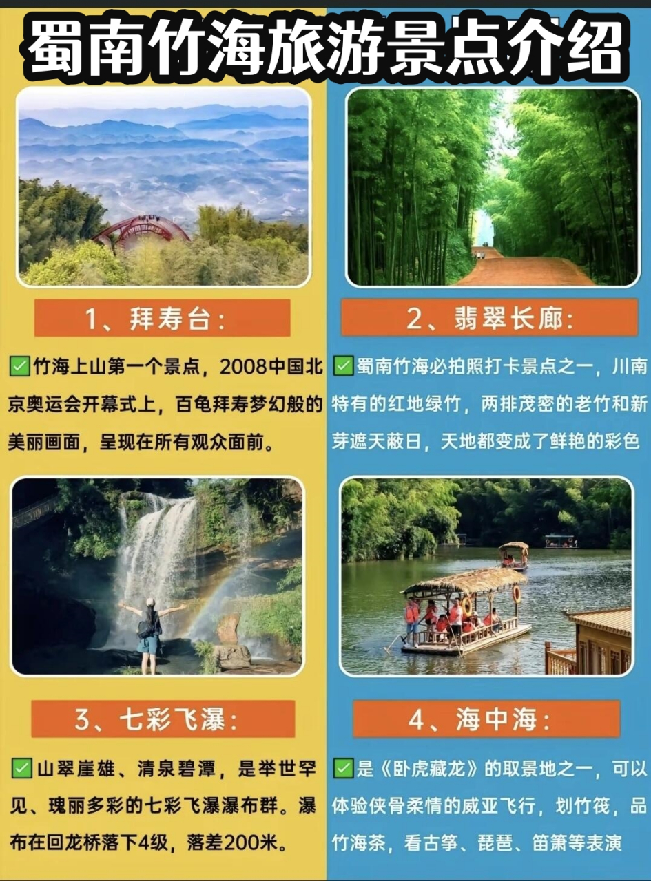 蜀南竹海旅游景点介绍  1,拜寿台: 竹海上山第一个景点,2008中国北京