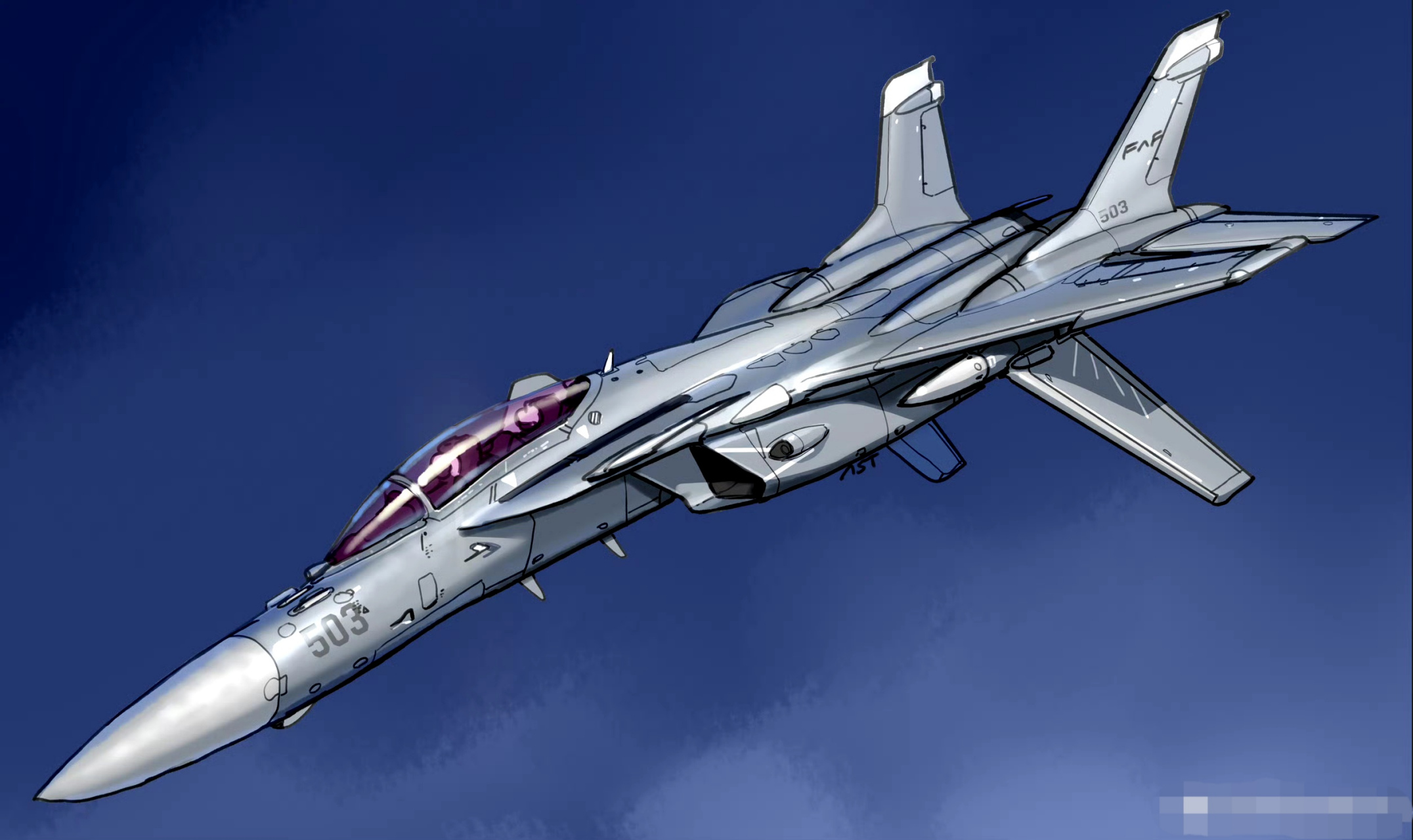 画师ultrakira绘制的一组横山宏风格的雪风战斗机,对战机的外观进行了