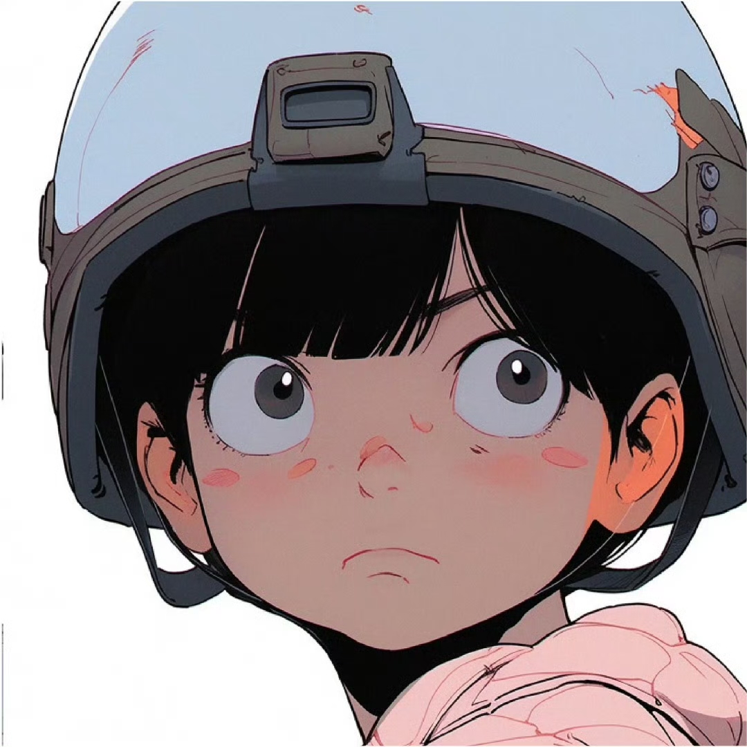 戴头盔的插画情侣头像 #头像# #头像分享# #情侣头像