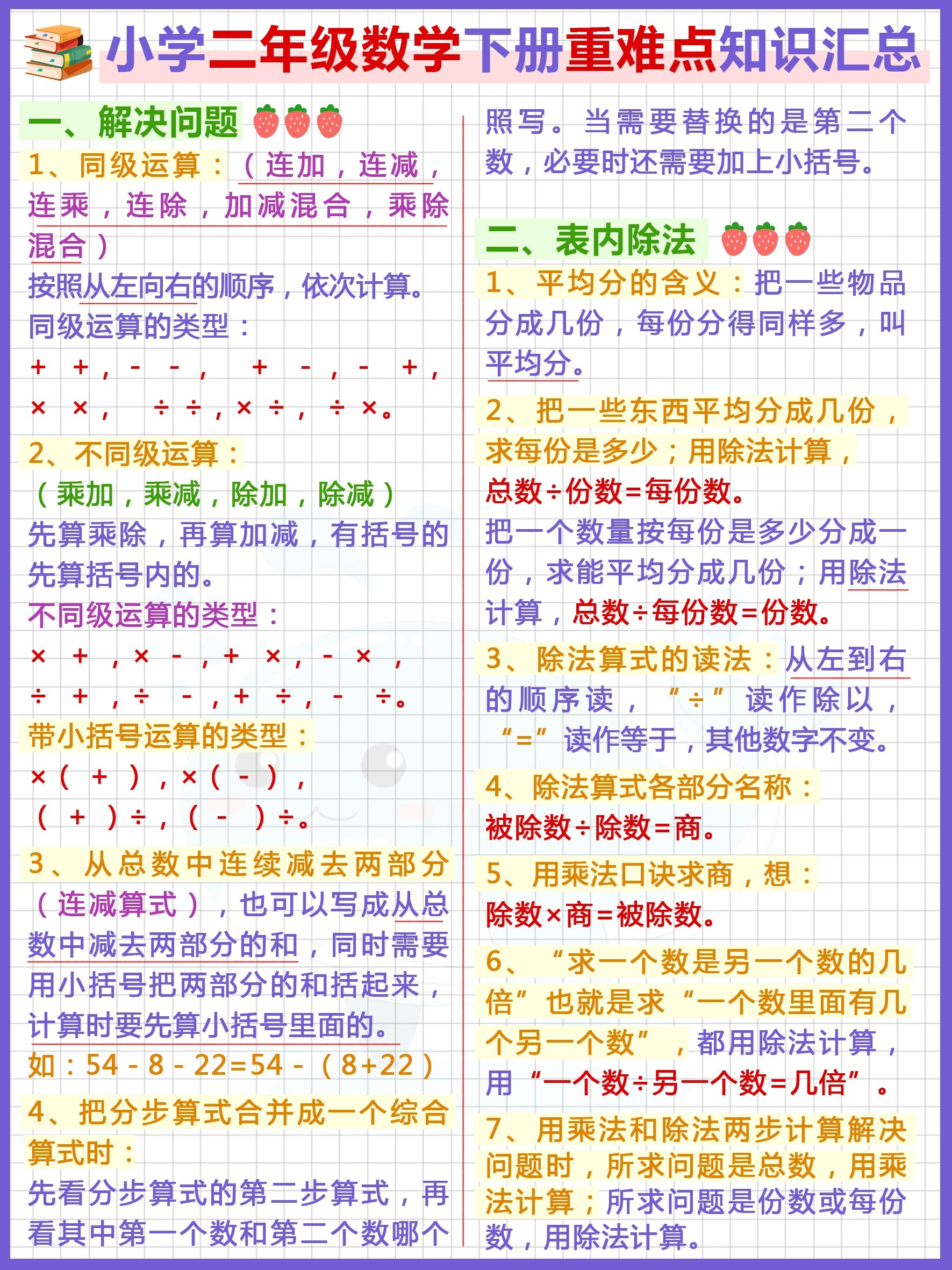 一,解决问题 1,同级运算:(连加,连减,连乘,连除,加减混合,乘除