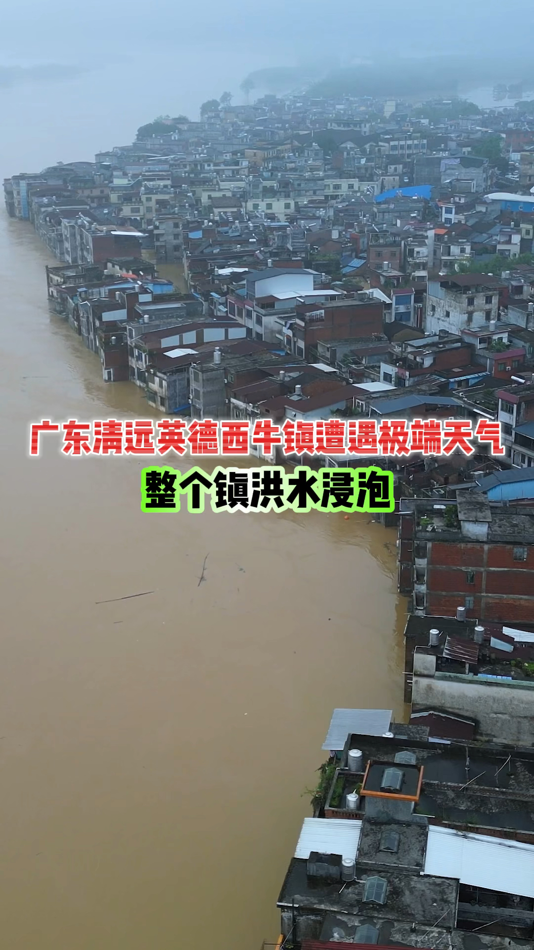 广东清远英德西牛镇遭遇极端天气整个镇被洪水浸泡最终抗下了所有