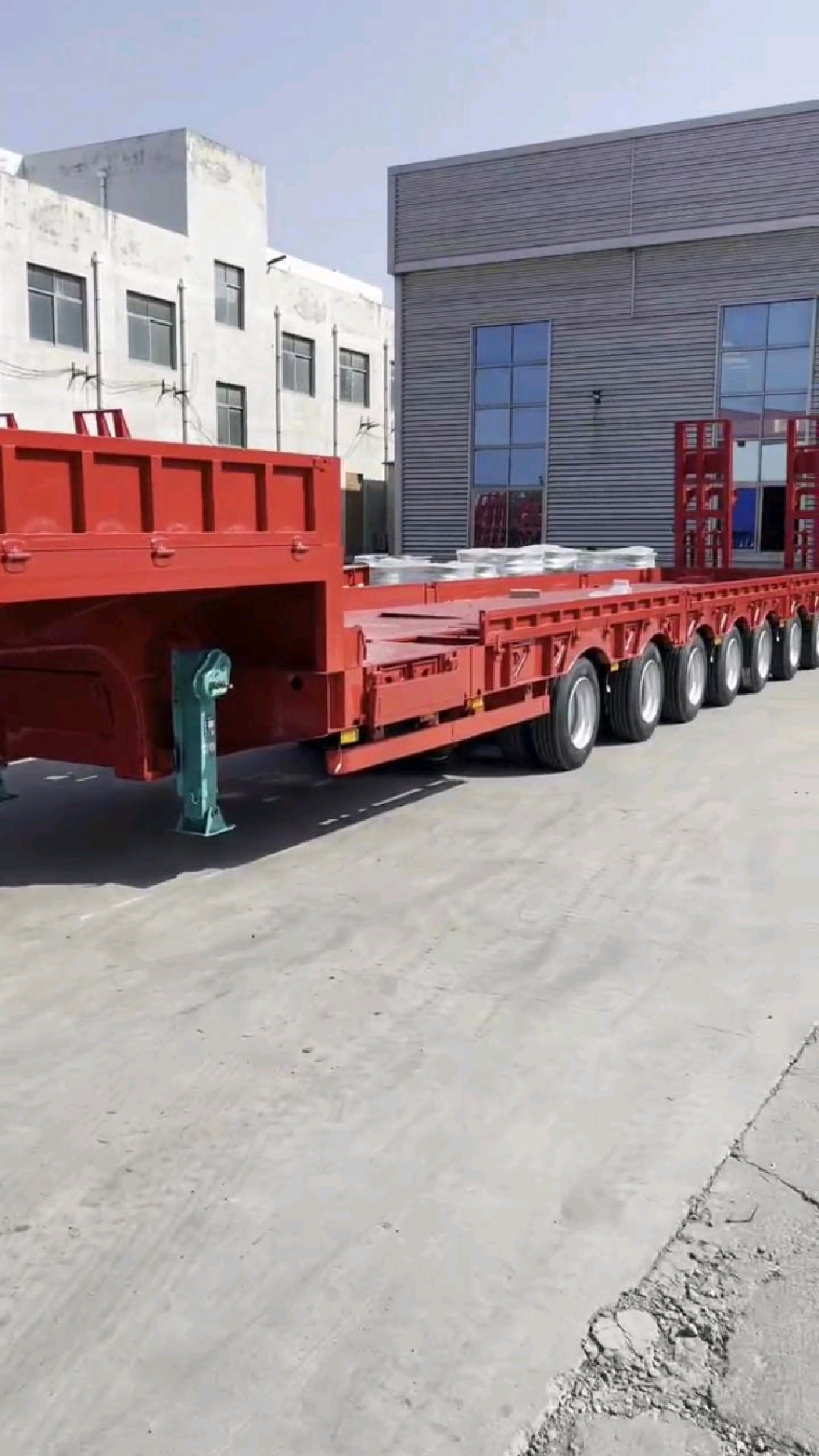 气囊悬架七轴可抽拉式大件运输低平板半挂车 出口挂车专业定制厂家-度