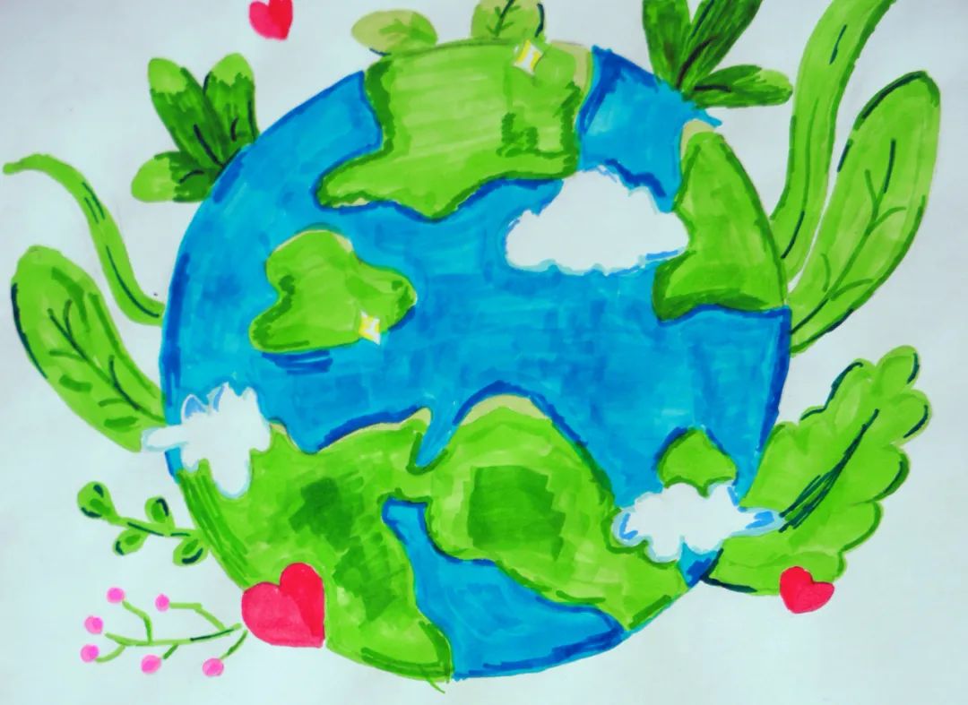 张家口启臻学校初一年级开展"世界地球日"主题绘画活动