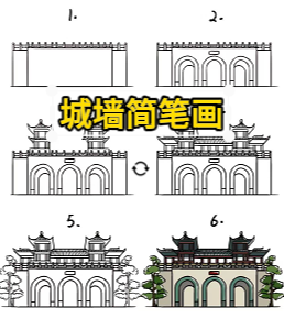 城墙平面简笔画图片