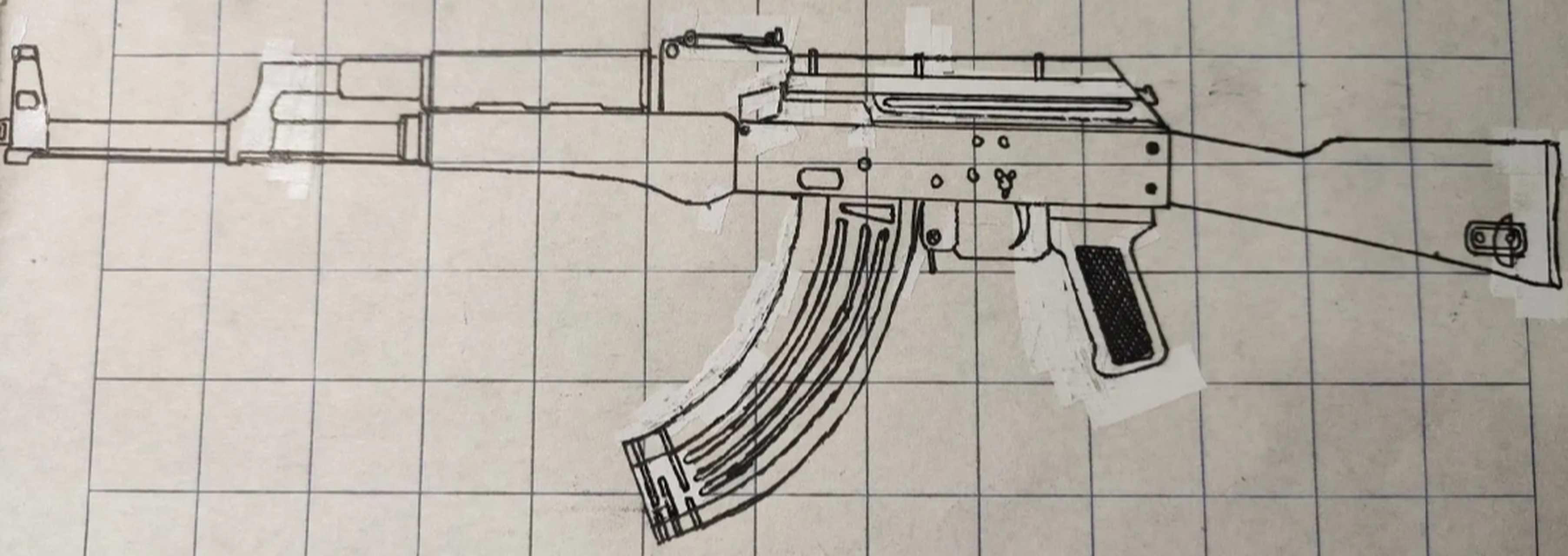 枪的简笔画 93 ak-47,苏联制式步枪,火力强大99,射速快97,在