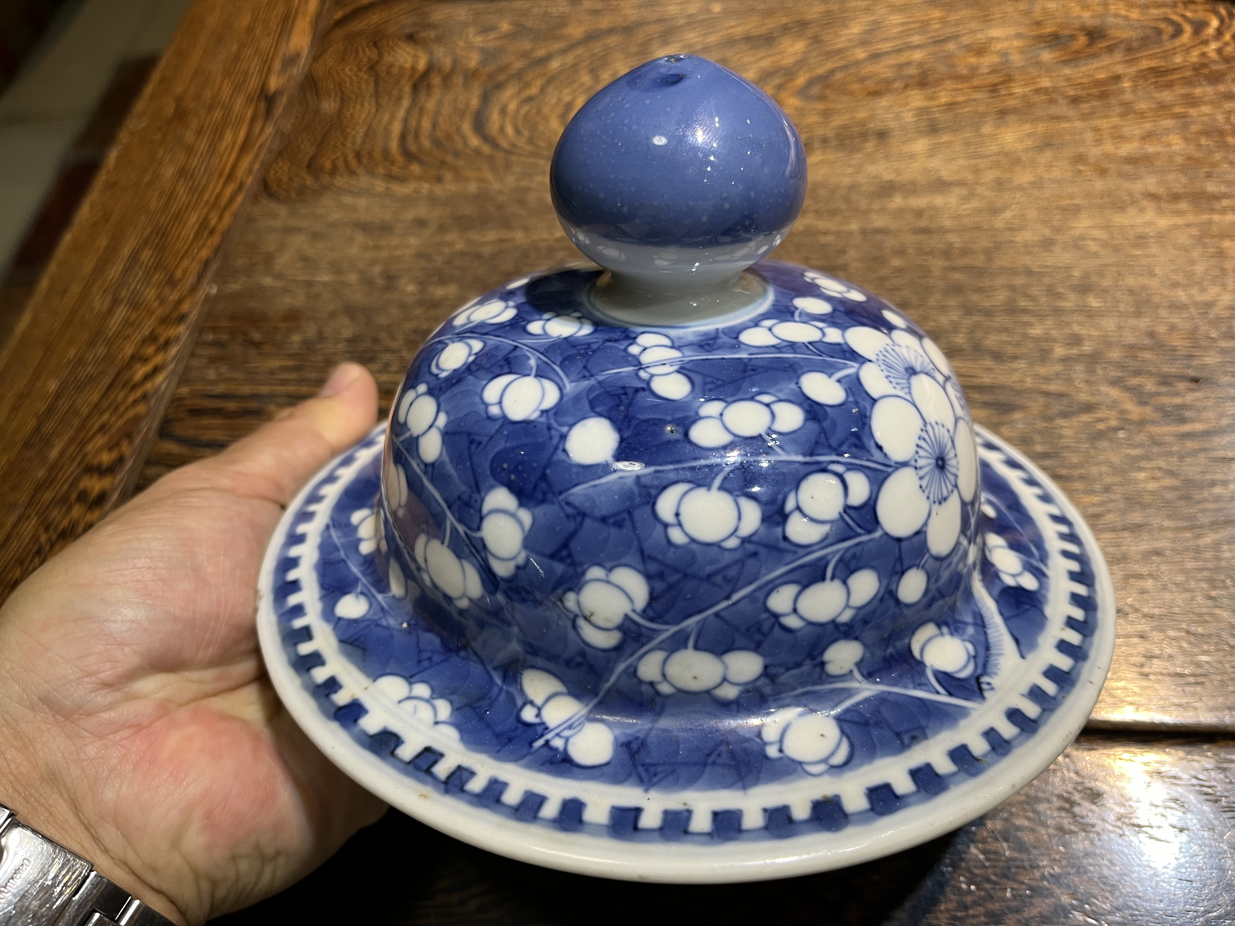 清代青花冰梅将军罐配盖子