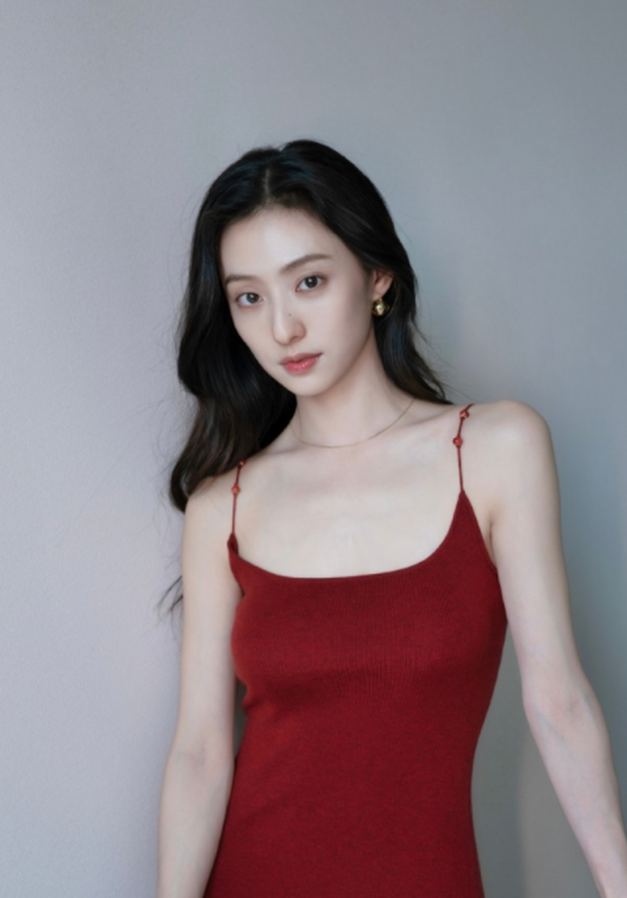 胡连馨穿红色吊带裙,那叫一个性感美艳