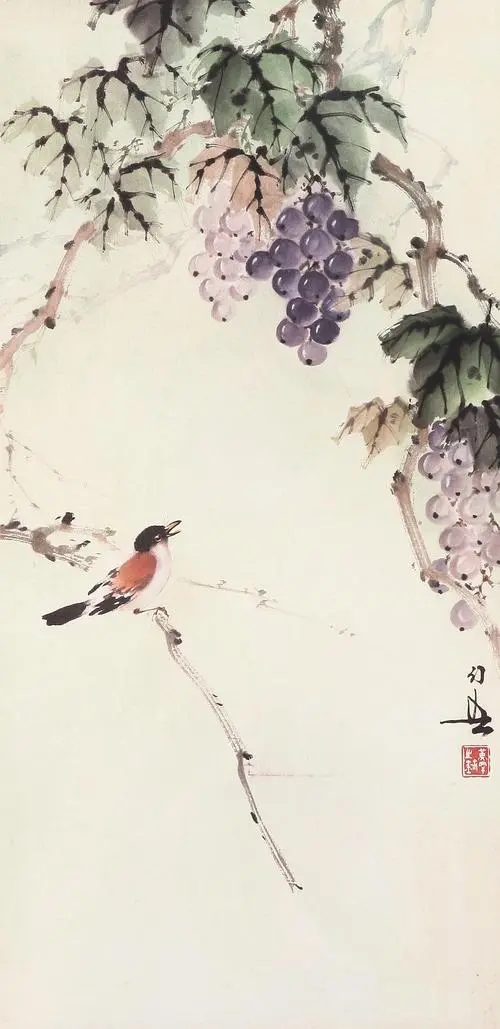 岭南画派黄幻吾的国画葡萄展现了其精湛的绘画技艺和对自然的深刻洞察