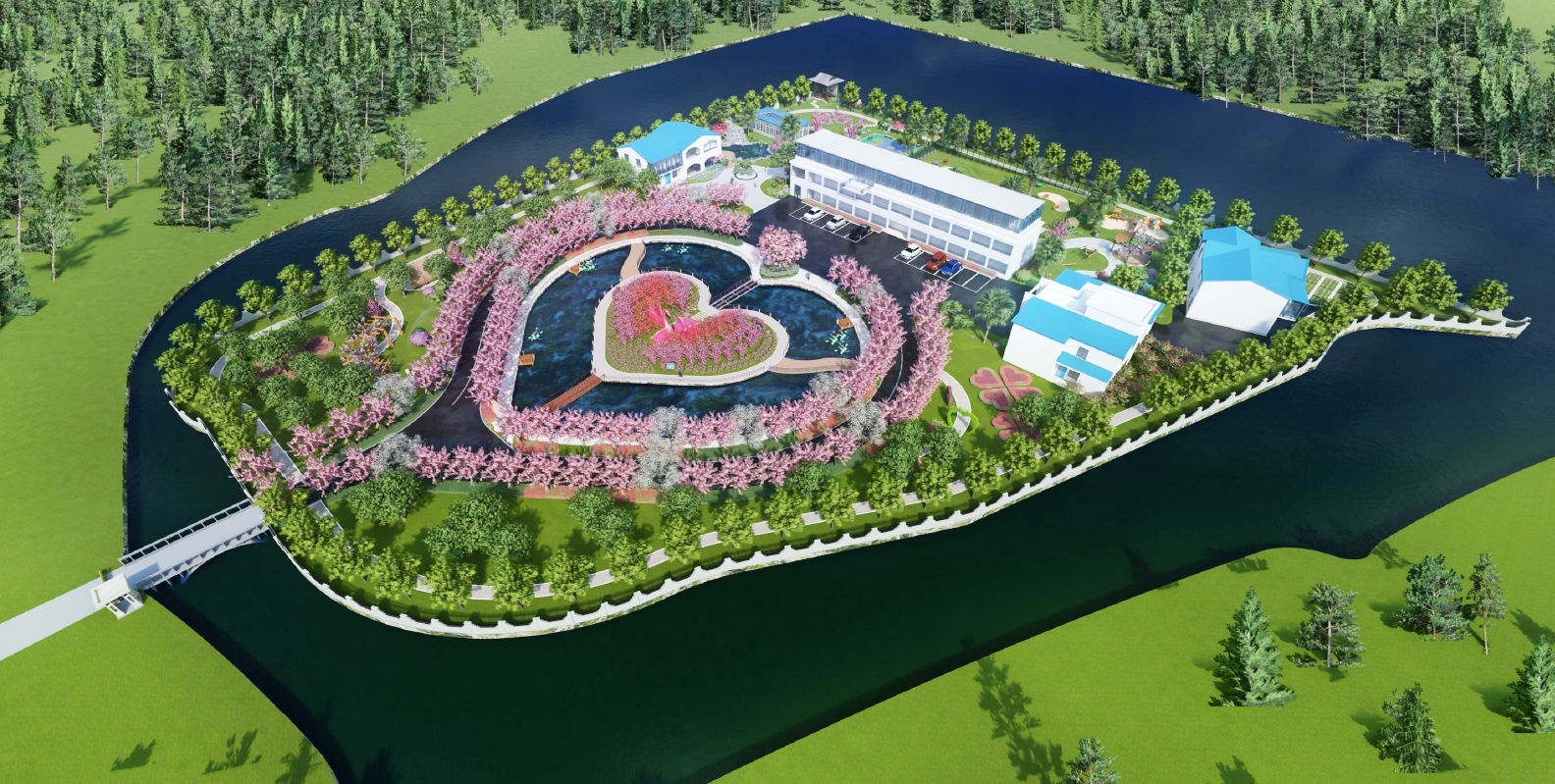 见证爱情,百年好合爱心庄园建筑景观规划设计