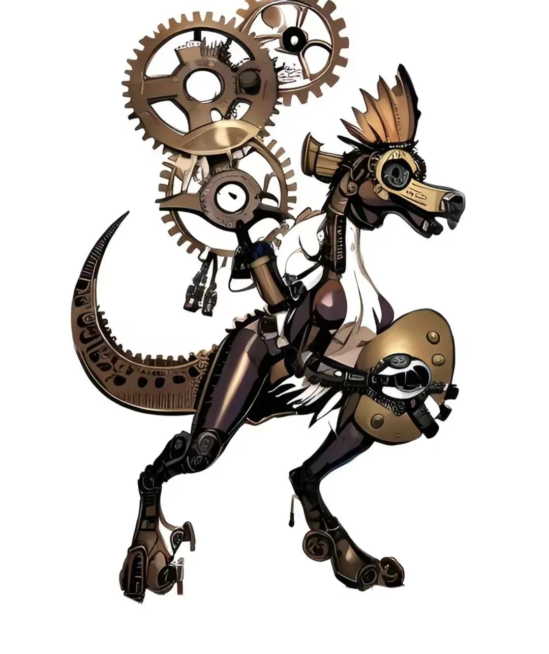 分享一组蒸汽朋克风格的机械生物插画,用各种机械零件创作出不同造型