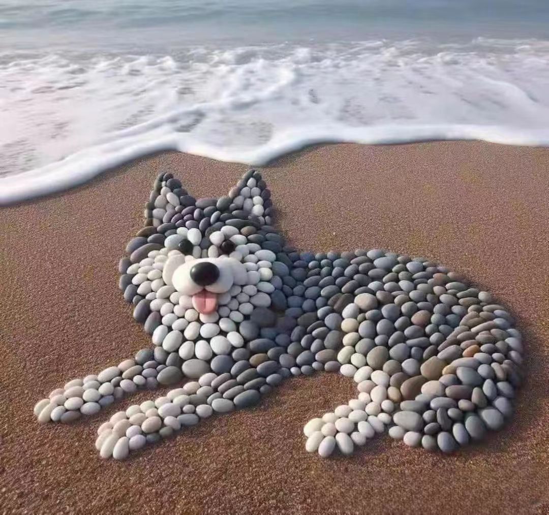 这石卵石竟摆一只狗,形态逼真,栩栩如生