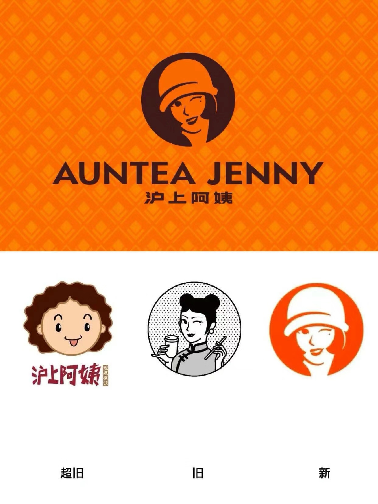 茶饮品牌沪上阿姨换新logo了,以彰显活力的黄橙色为基调,ip形象变成了