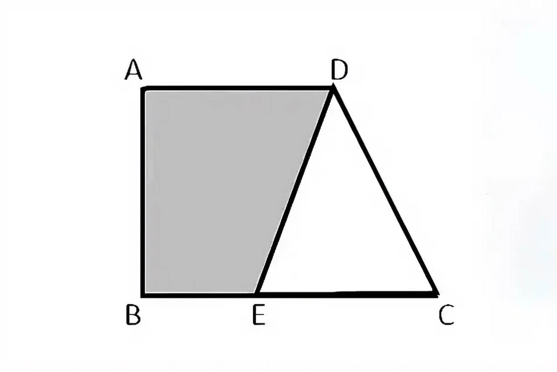直角梯形abcd中,ad=7cm,bc=10cm,ab=8cm, cd = de ,求:阴影部分的面积