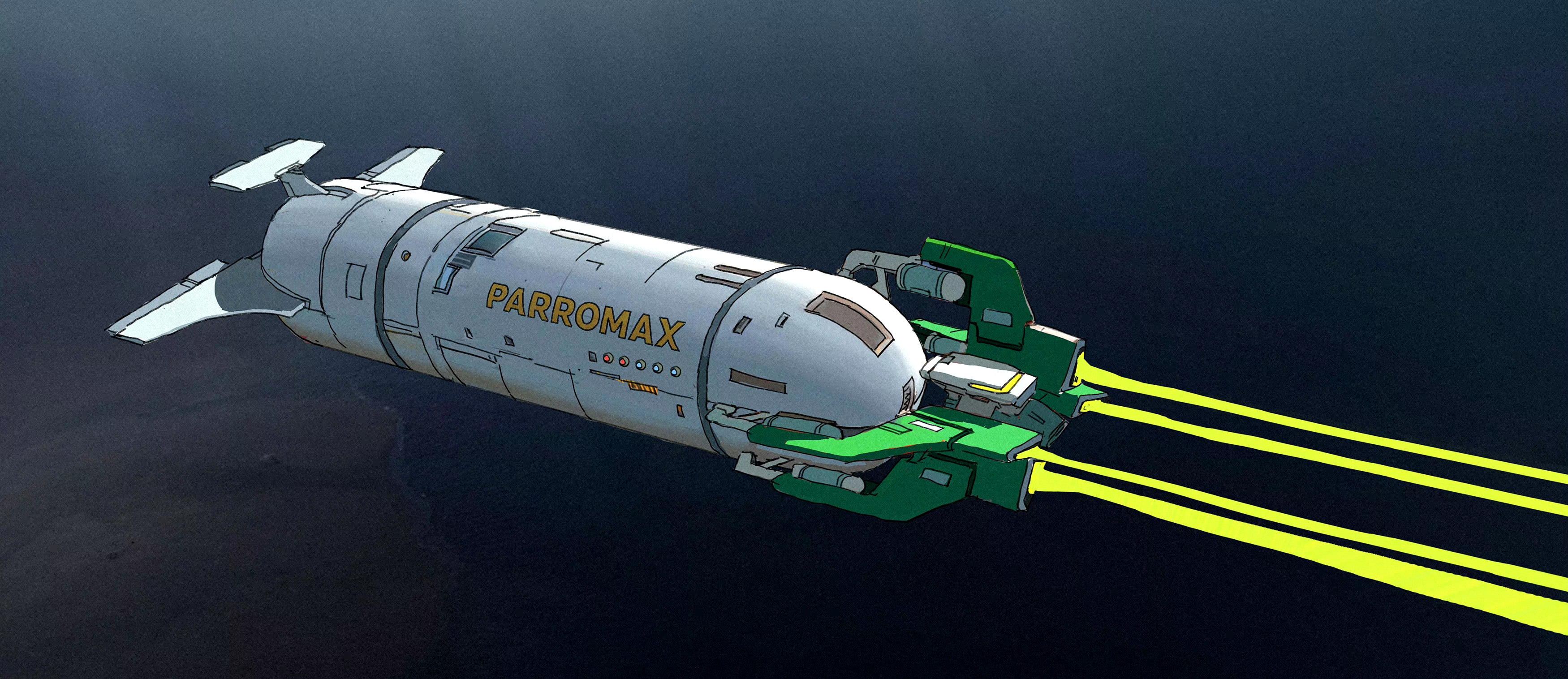 张舰绘制的一组科幻插画作品,用流畅的线条描绘了各种形态的太空飞船