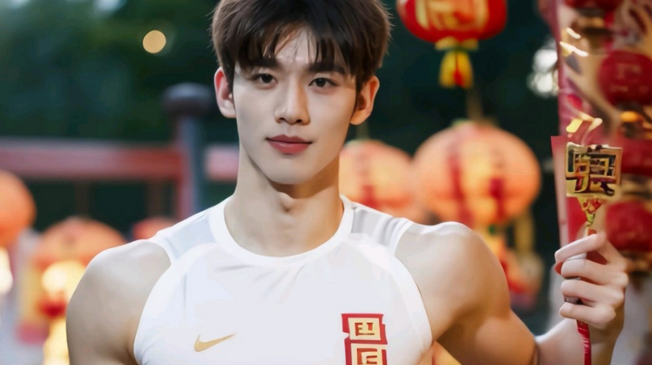 超帅气00后体育生亮相,红黄运动衣衬托出185cm高挑身材和74kg完美体重