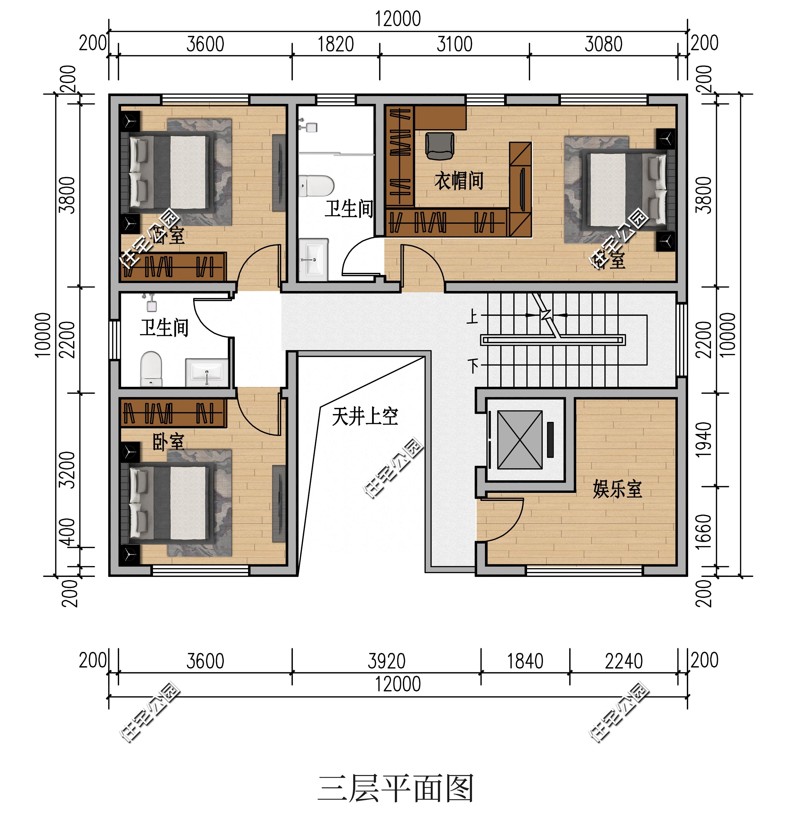 带天井的别墅户型图片图片