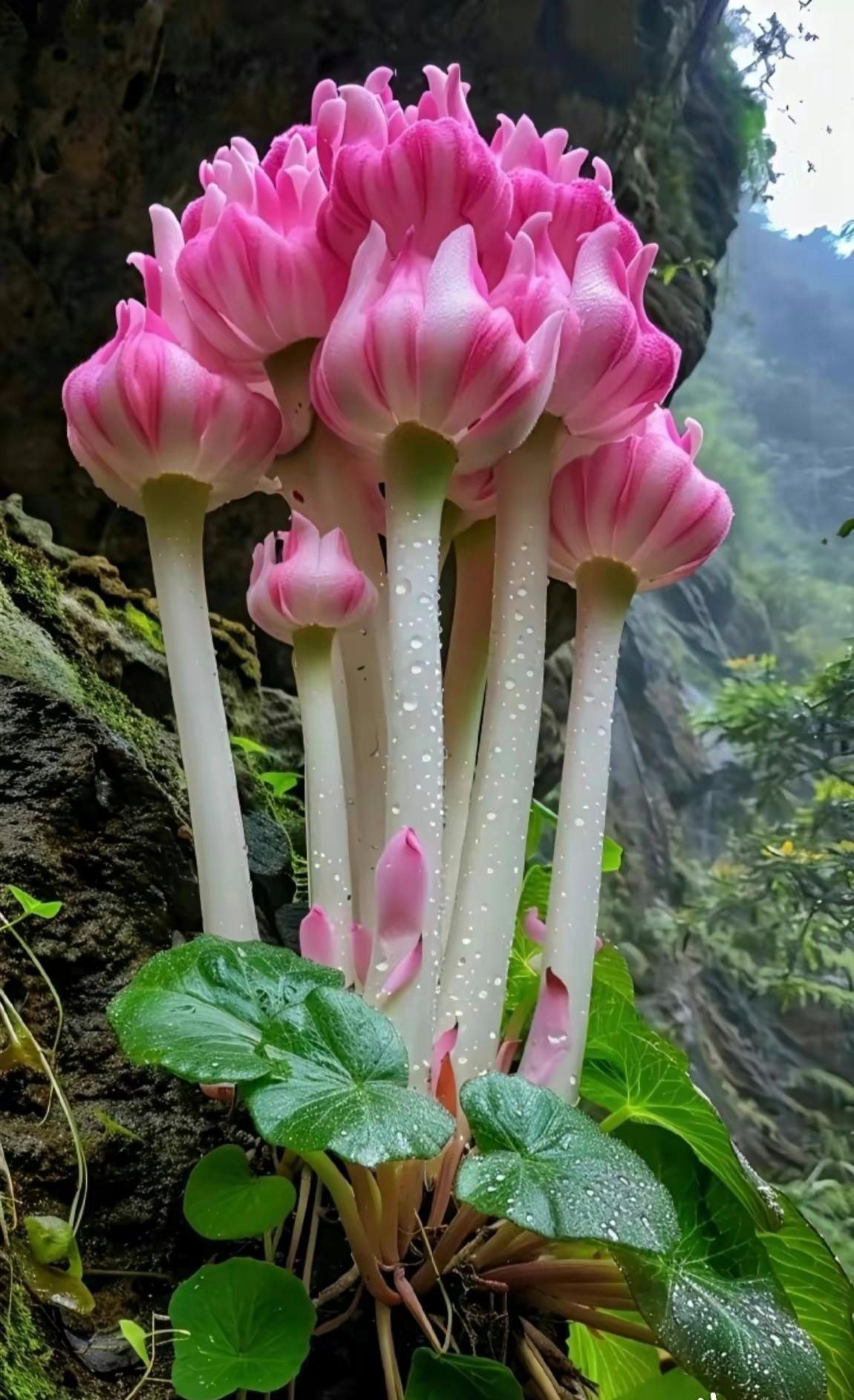 这花是我山上看到的,长得好漂亮啊特别的鲜艳,好像莲花一样,就是不