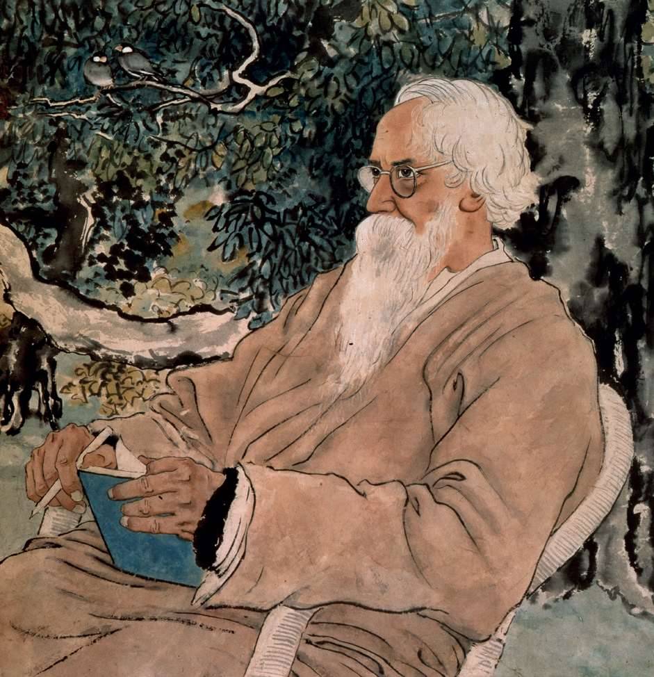 徐悲鸿《泰戈尔像》,1940年,纸本设墨设色,51cm×50cm,徐悲鸿纪念博物