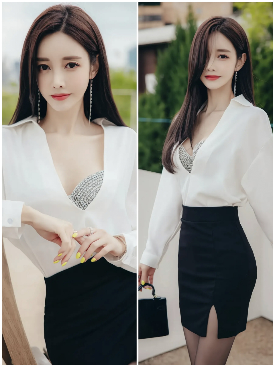 孙允珠这套黑白穿搭,内衣太别致了#时尚穿搭# #美女# #女神孙允珠