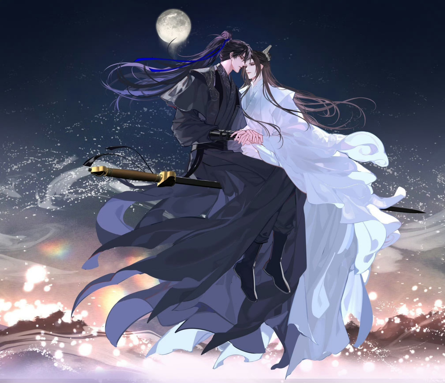 二哈和他的白猫师尊# 好细节呀,小白猫站在墨燃肩头,小二哈趴在晚宁