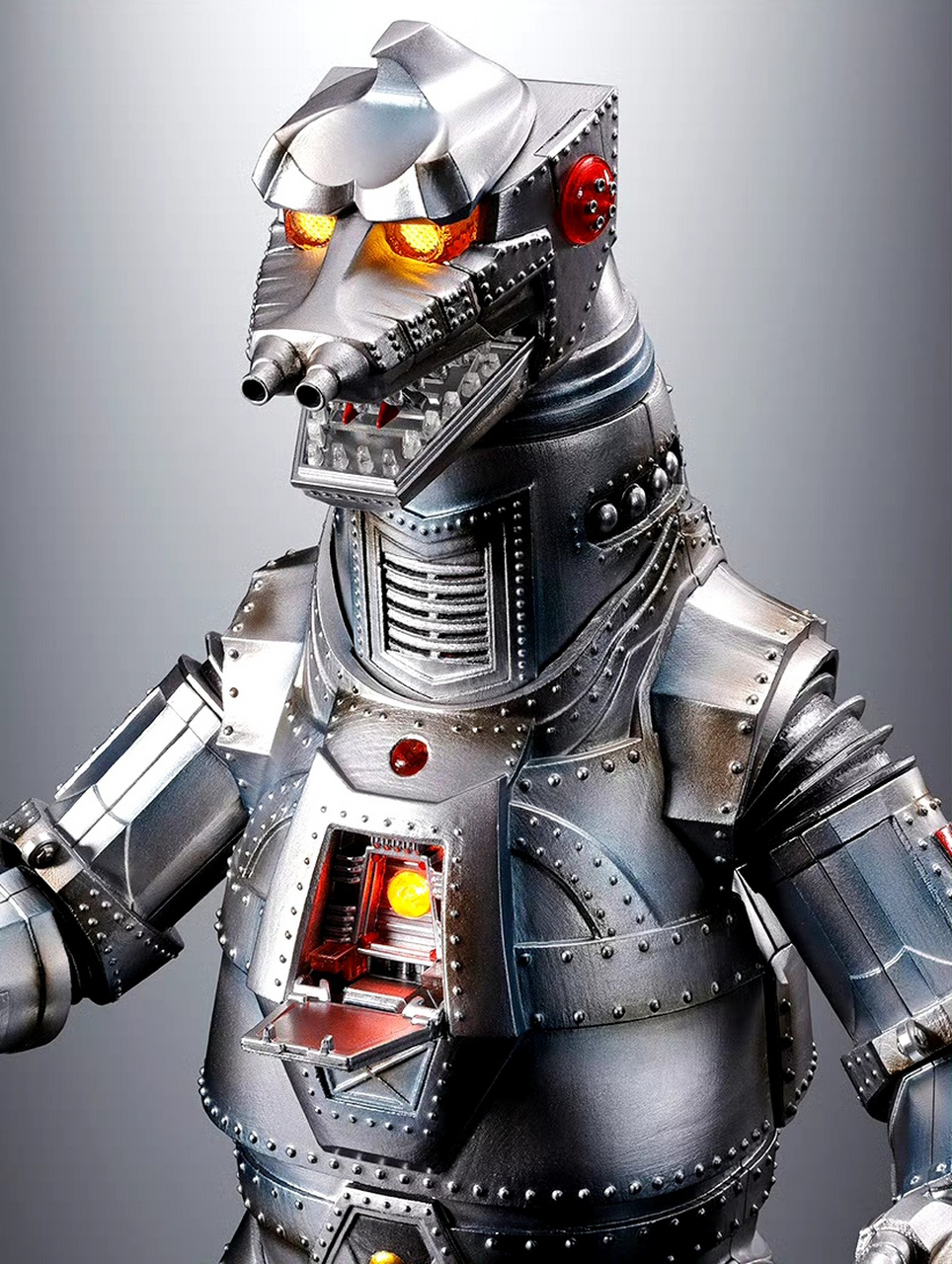 模型欣赏:dx超合金魂 机械哥斯拉1974 ,全高27厘米,内置led和语音单元