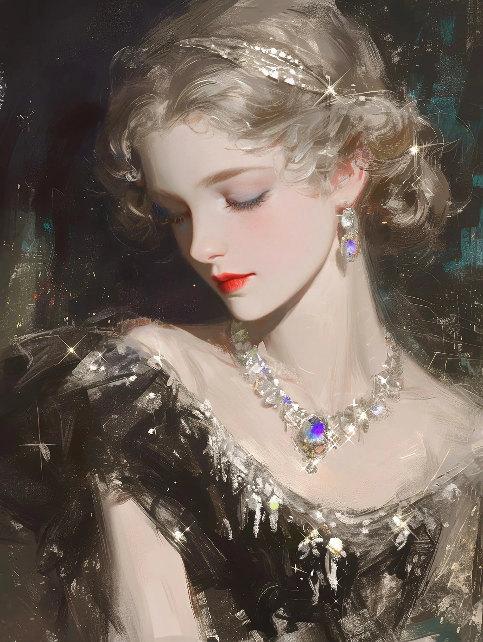 头像分享,一组油画风格的女生头像