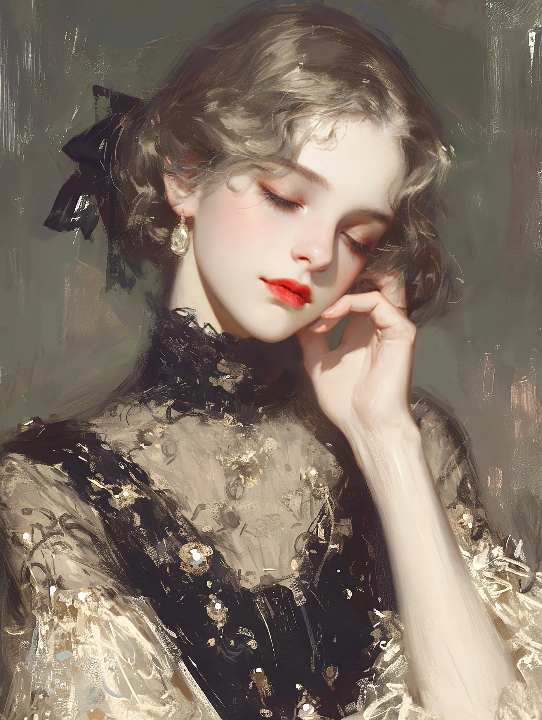 头像分享,一组油画风格的女生头像