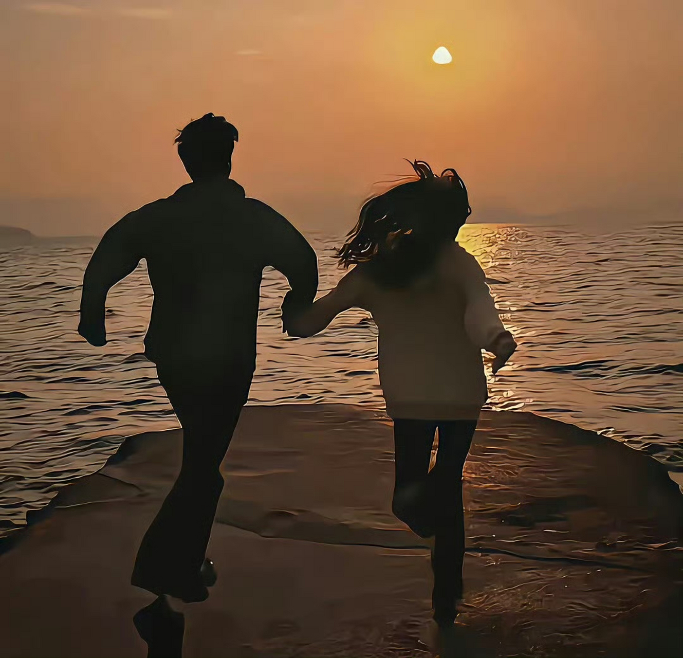 海边系浪漫363436373039黄昏情侣头像 #头像# #头像分享