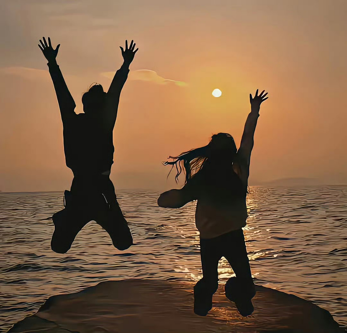 海边系浪漫363436373039黄昏情侣头像 #头像# #头像分享