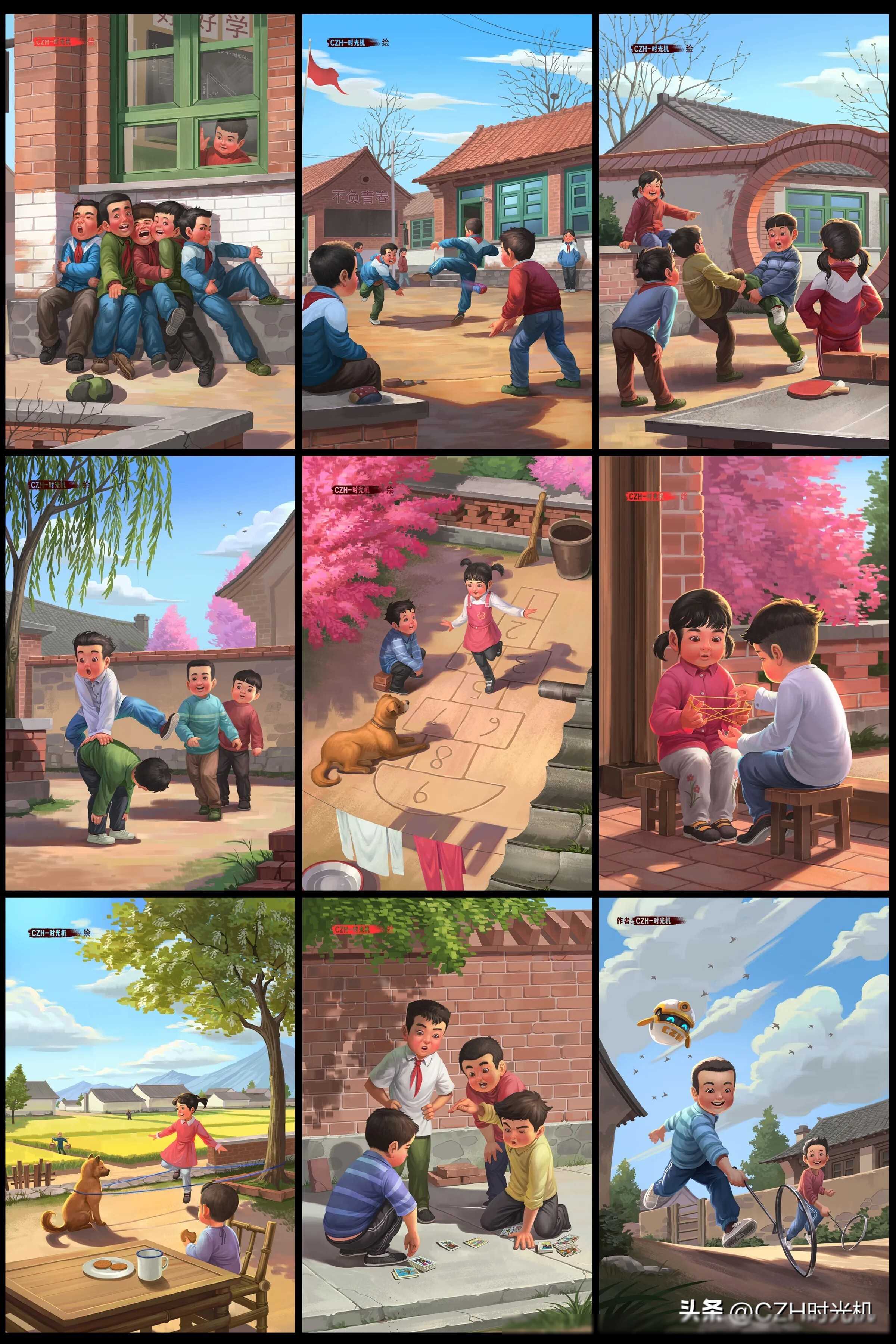 这9种常见的童年游戏,或许能勾起你美好的回忆:1. 跳房子;2